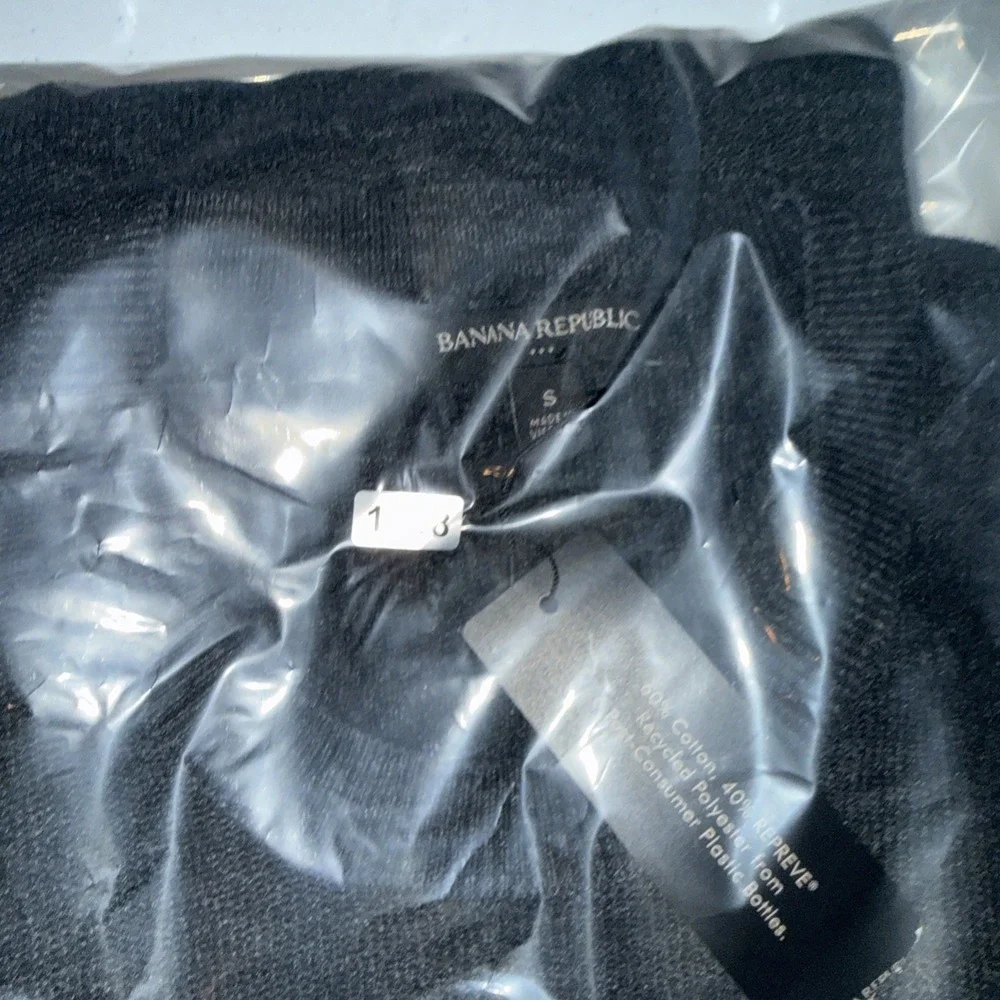 Banana Republic Mens S Cotton Textured Knit Crewneck Sweater Gray  Black New NWT